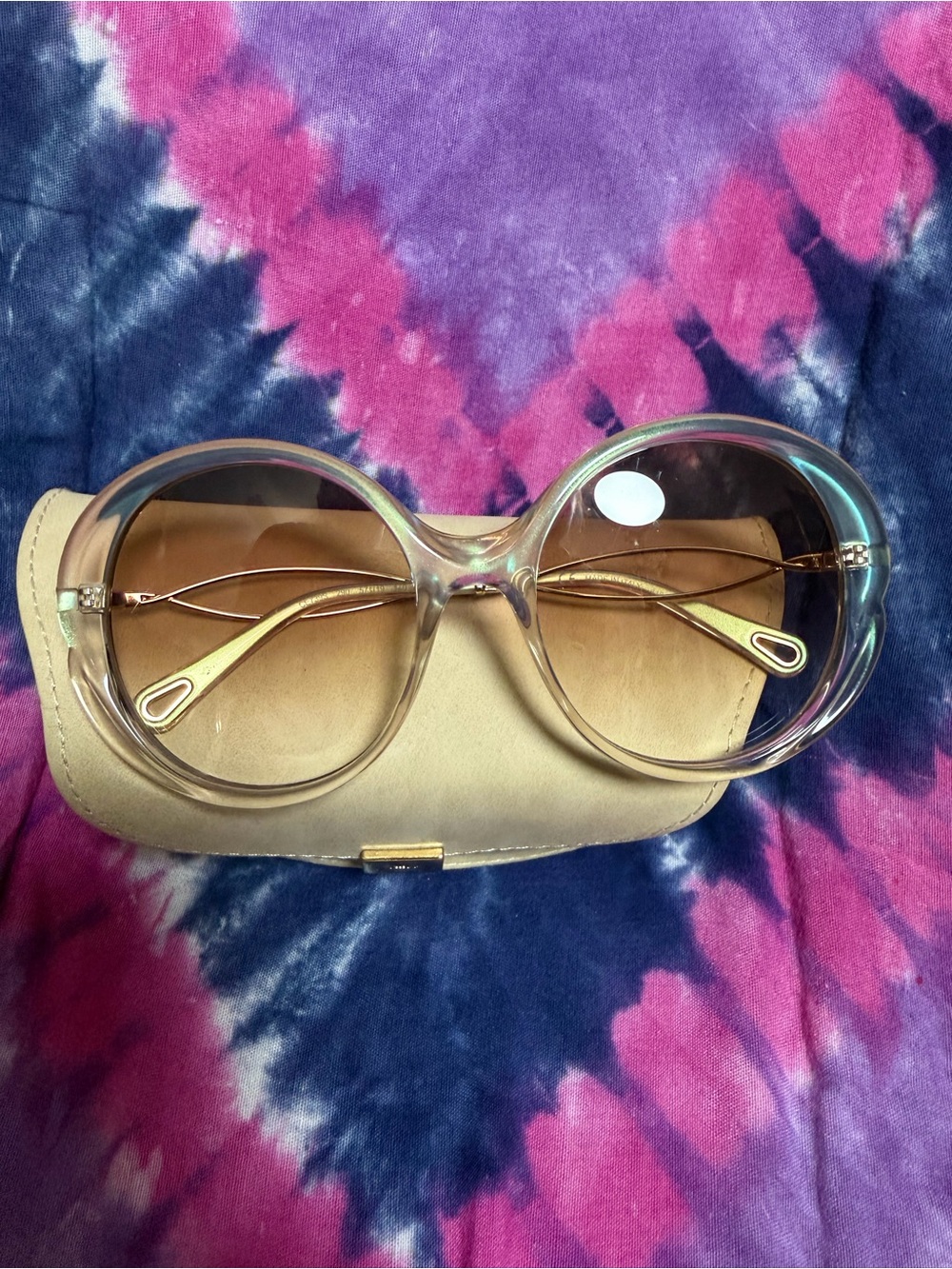 Chloé butterfly Round Frame Sunglasses with Brown Gradient Lenses